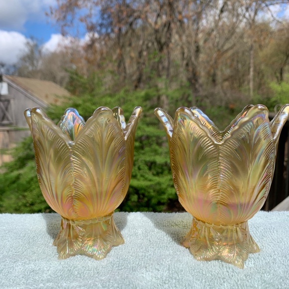 Fenton tulip candle holder set of 2 - Picture 1 of 6